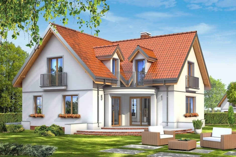 Дом буквой г с мансардой