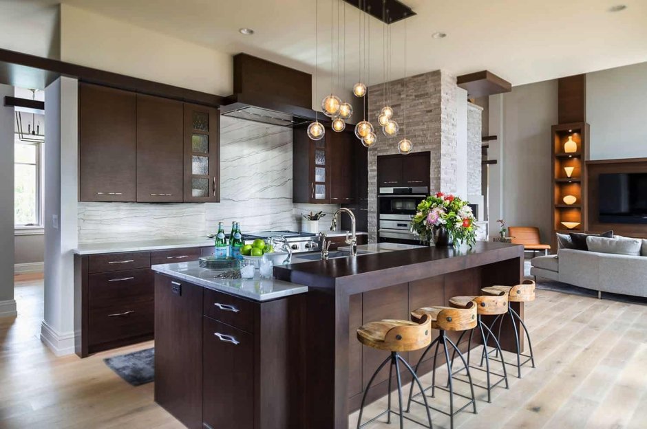 Кухня с островом открытая планировка