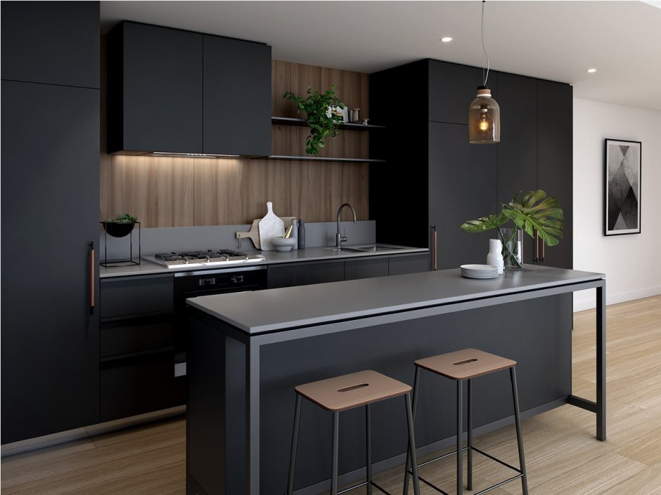 Стильная кухня в частном доме