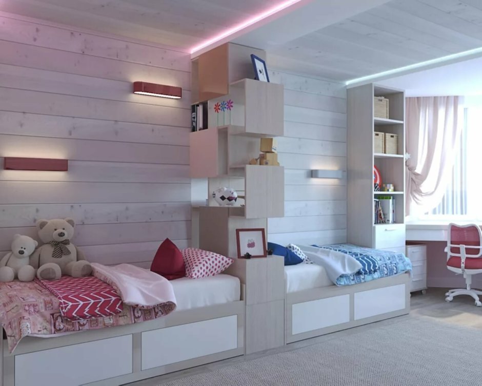 Шкаф купе в детскую для двоих