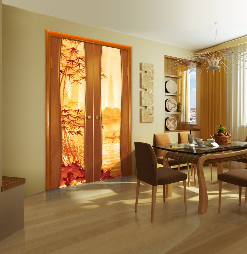 Рыжие двери в интерьере