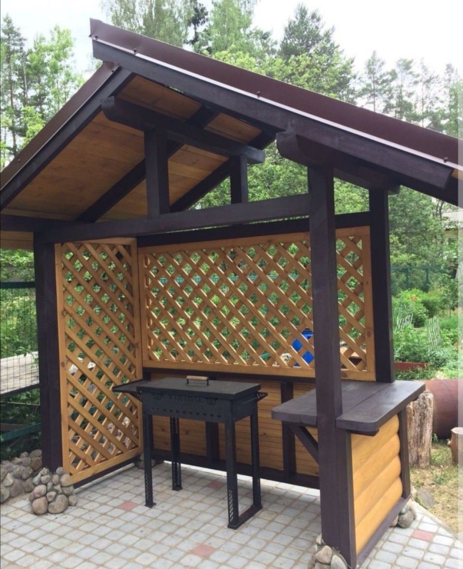 Металлический навес для мангала полтора метра на полтора метра