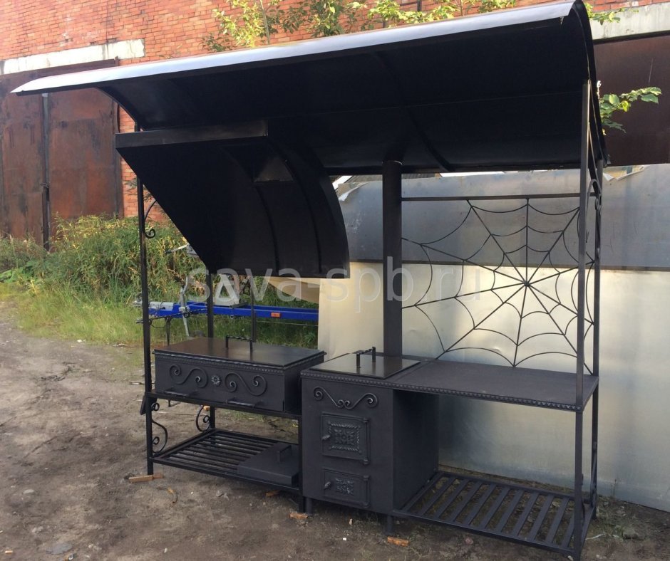 Мангал с навесом металлический