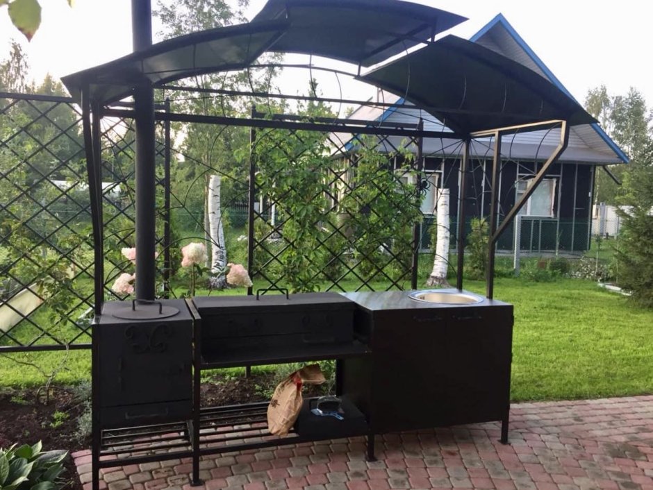Навес для мангала из дерева