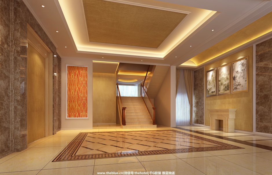 Подвесные потолки в холле в частном