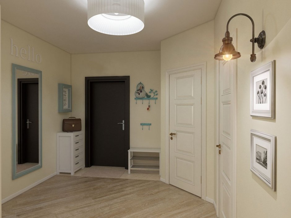 Светлые стены в коридоре