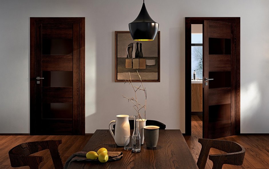 Коричневые двери в интерьере