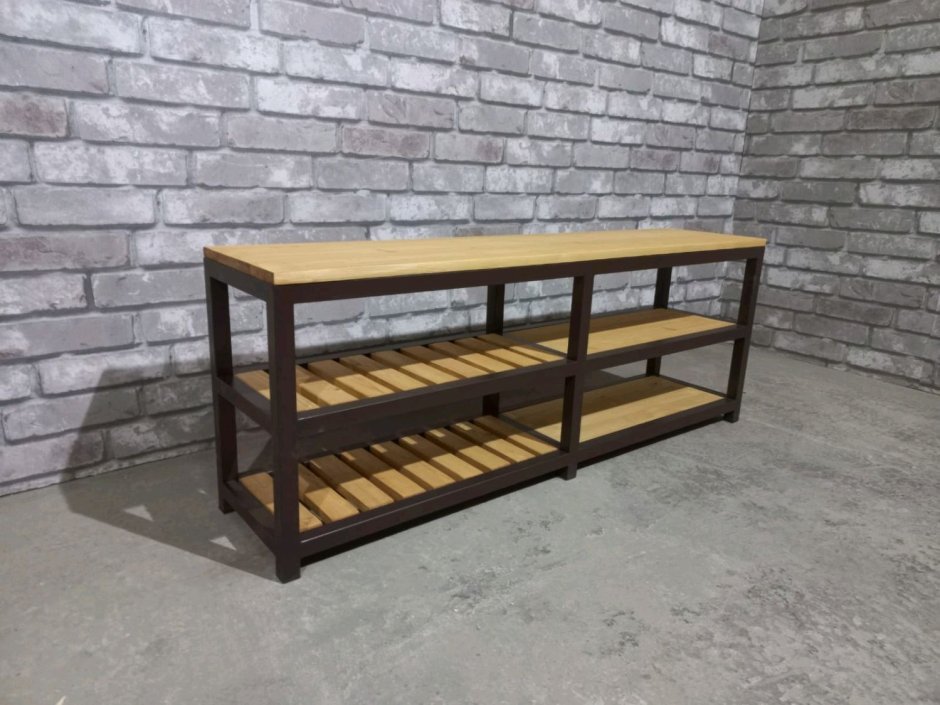 Полка для обуви из трубы и ламината