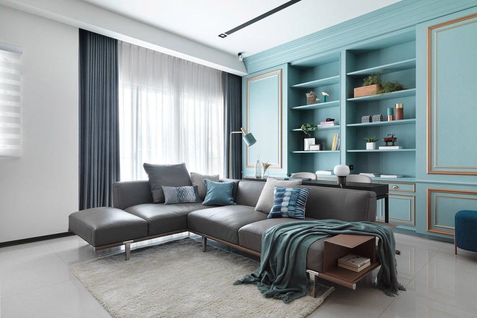 Интерьер в серо голубых тонах