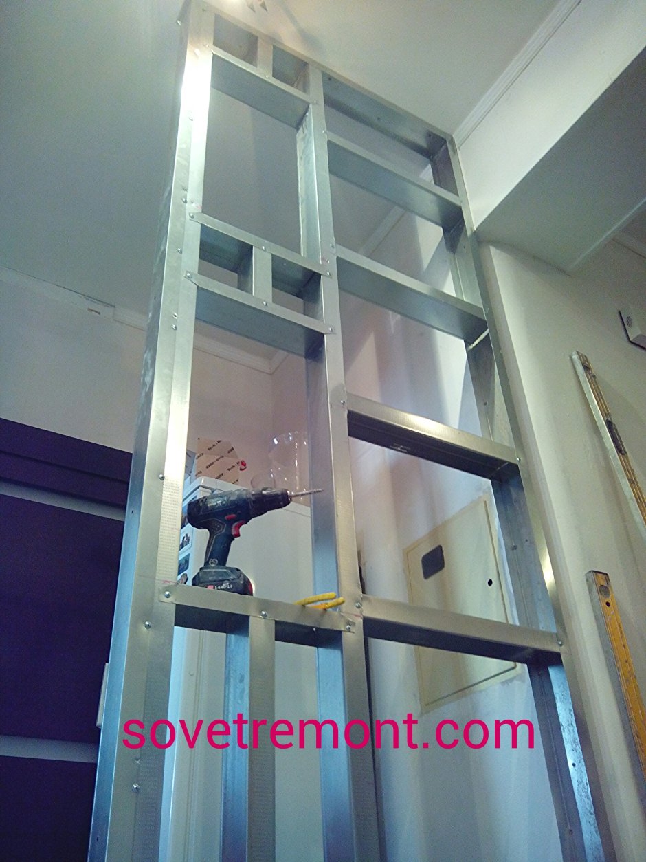 Перегородка из гипсокартона с полками