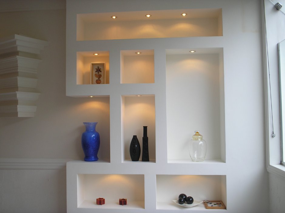 Перегородка с полками из гипсокартона