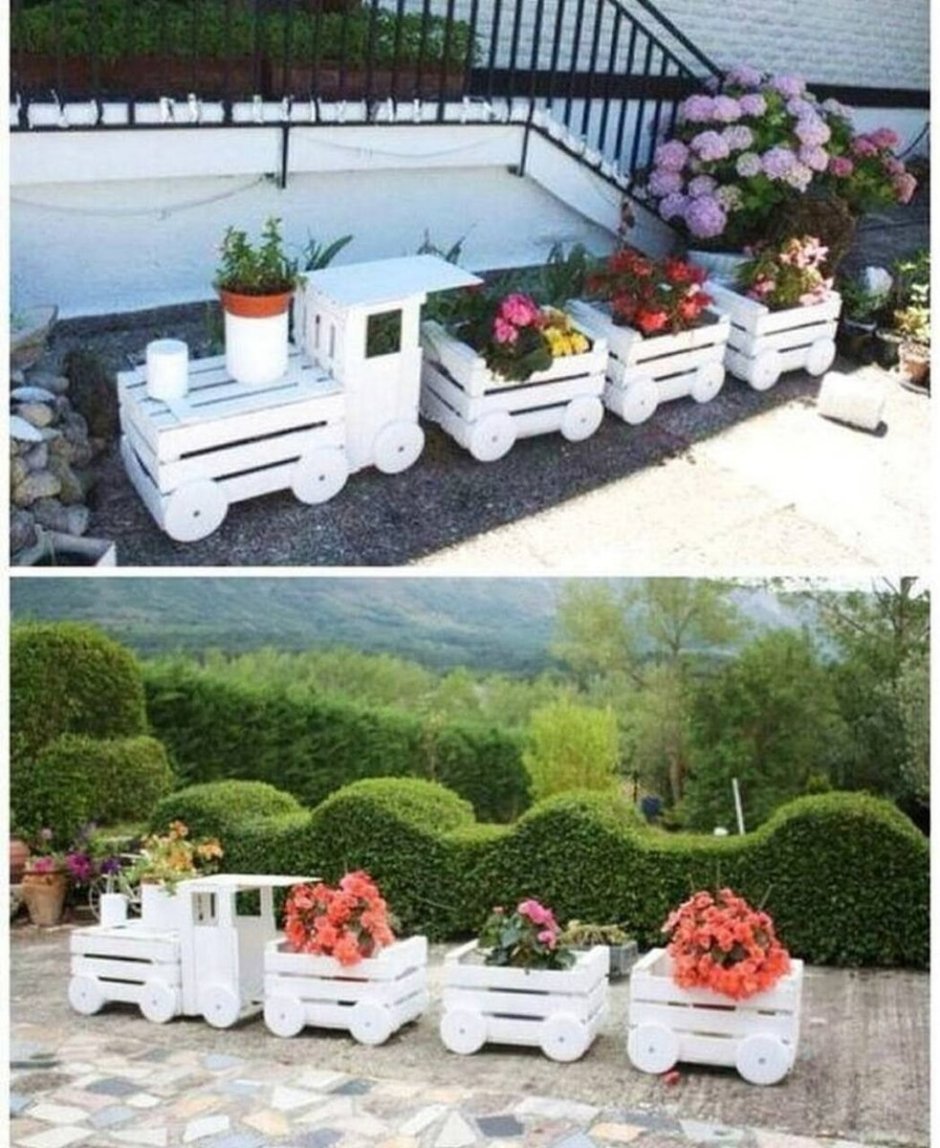 Паровозик для цветов для сада