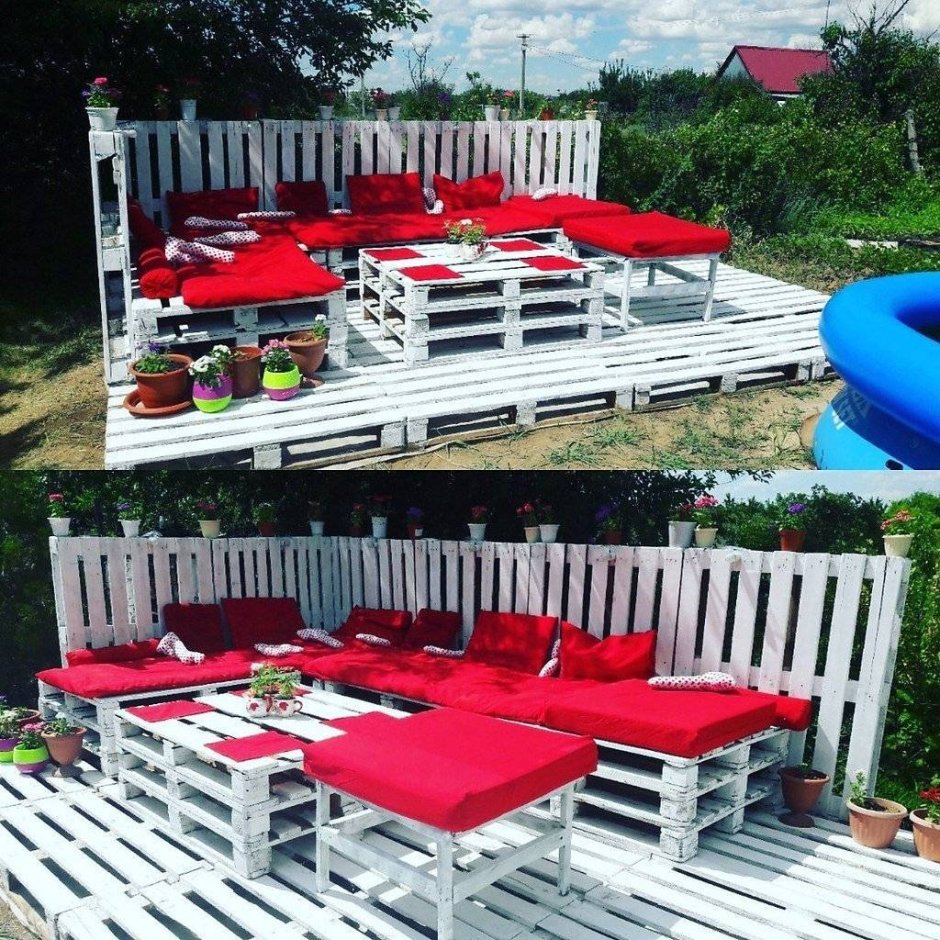 Декор из ящиков деревянных для сада