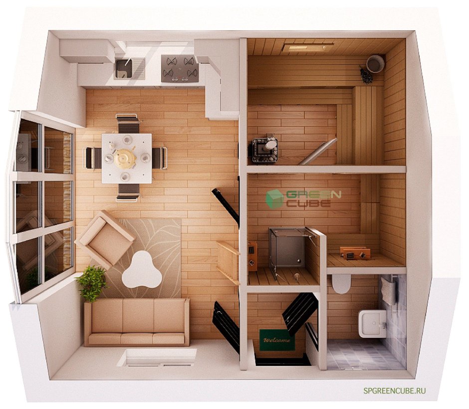 Домик 6х6 в стиле лофт проекты