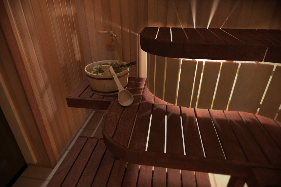 Полукруглый полок в баню