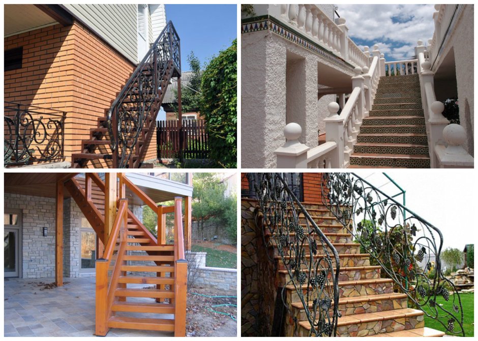 Наружная лестница на второй этаж в частном доме