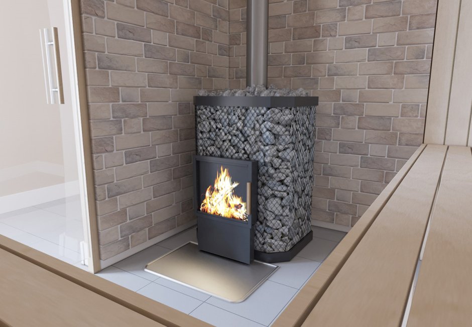 Облицовка стены за печью камином