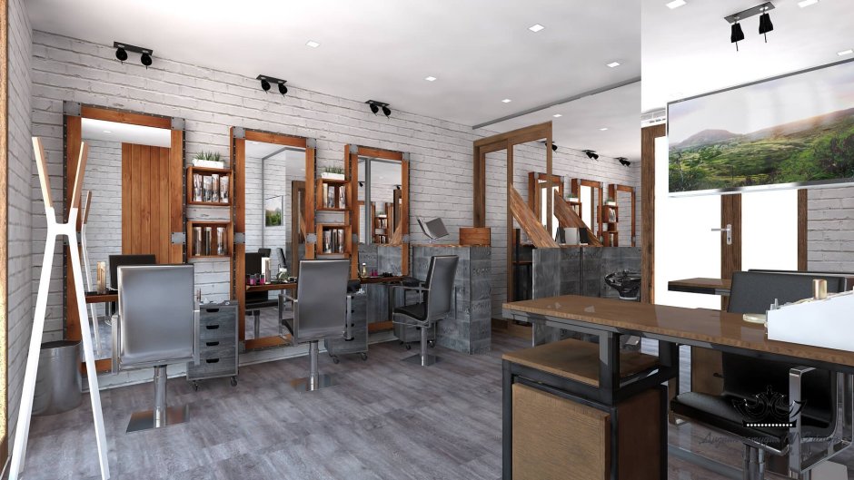 Интерьер салона красоты в стиле лофт