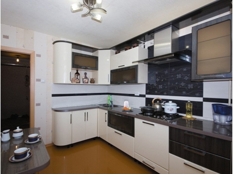 Кухня угловая современная с телевизором