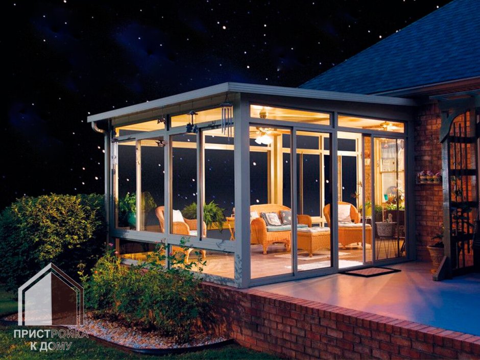 Стеклянная веранда к дому