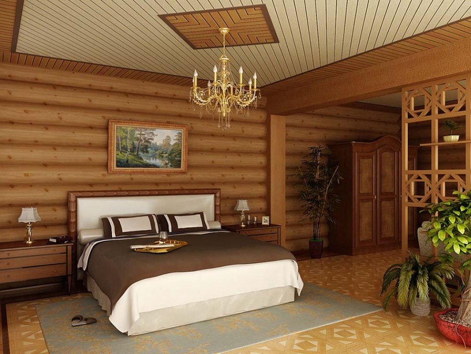 Дом из оцилиндрованного бревна интерьер