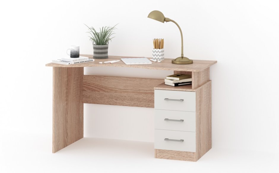 Стол письменный Гарвард 120 3ящ дуб сонома/белый