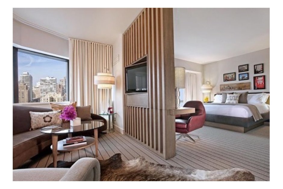 Реечные перегородки для зонирования с телевизором