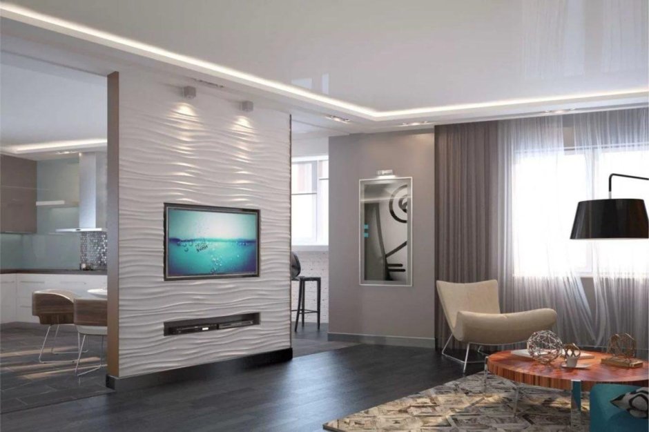 Декоративная перегородка с телевизором