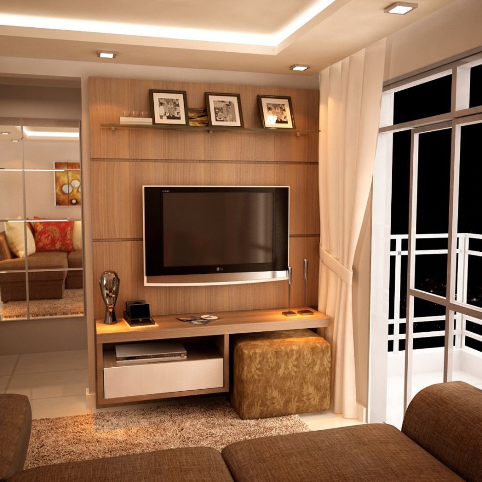 Разделительная стенка с телевизором для комнаты