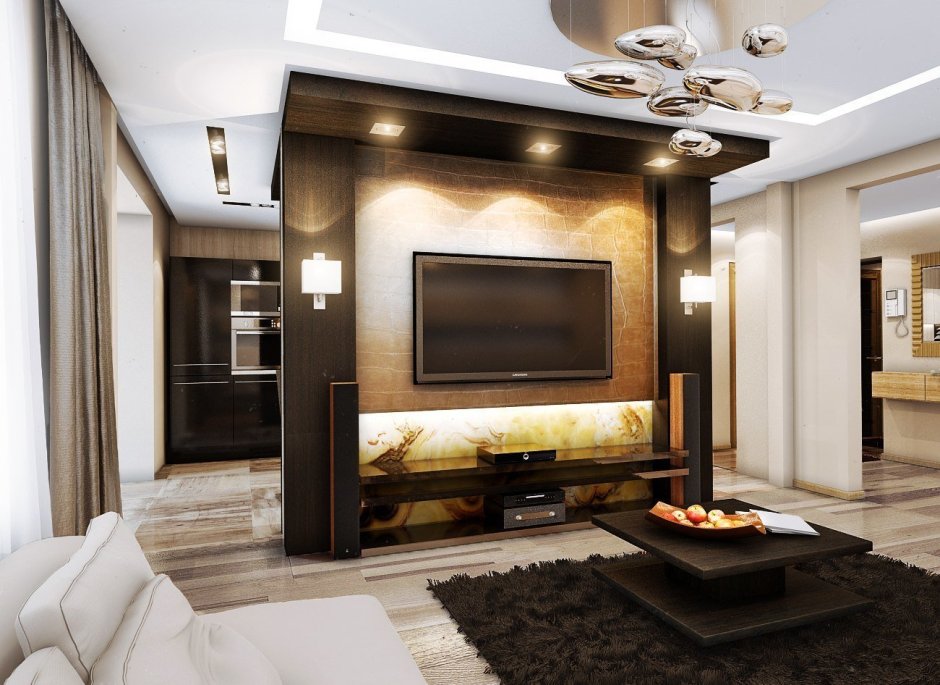 Ниша под телевизор в гостиной