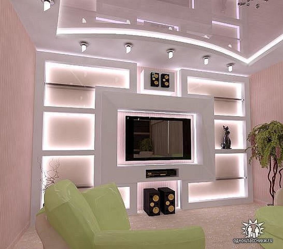 Ниша под телевизор из гипсокартона
