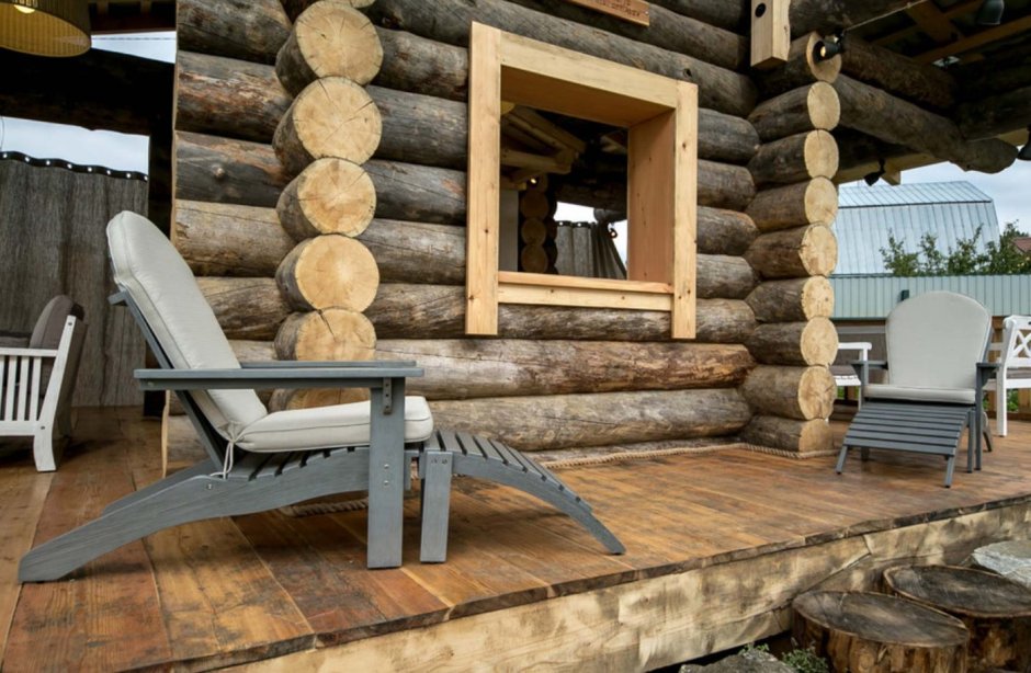 Баня из бревна Скандинавский стиль