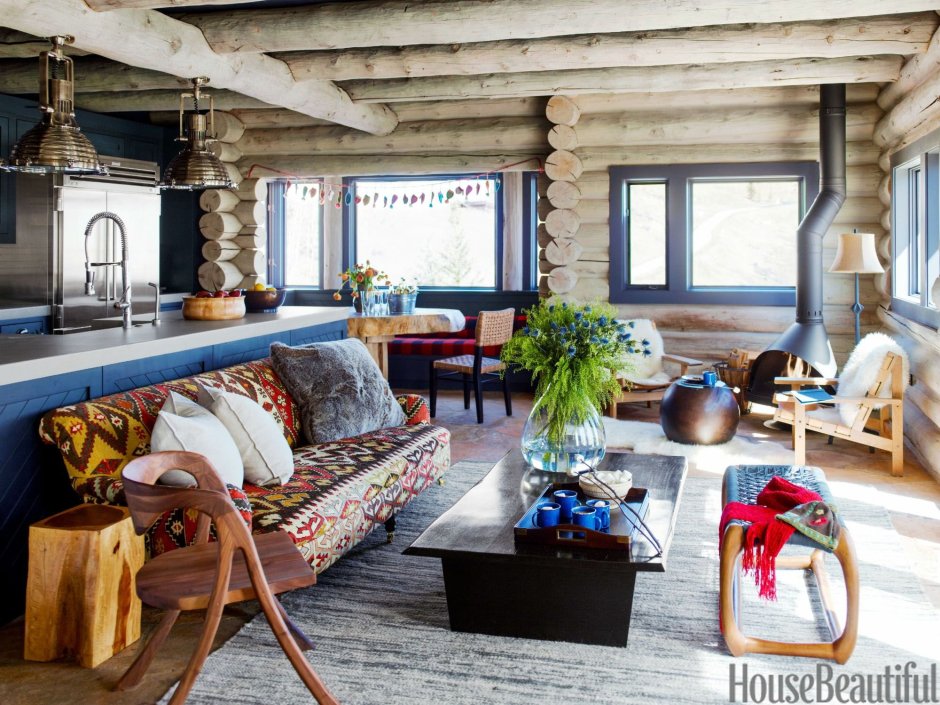 Дом из бревна в скандинавском стиле