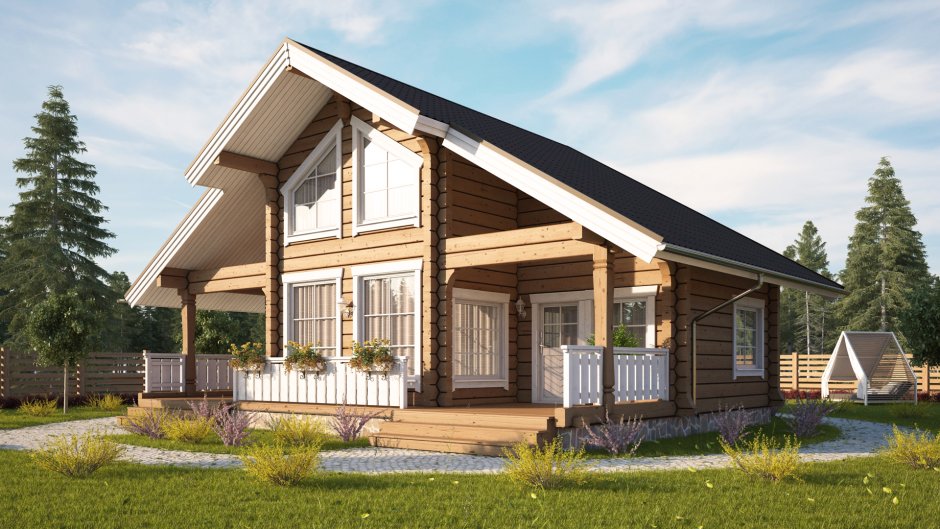 Проекты домов из бревна в скандинавском стиле