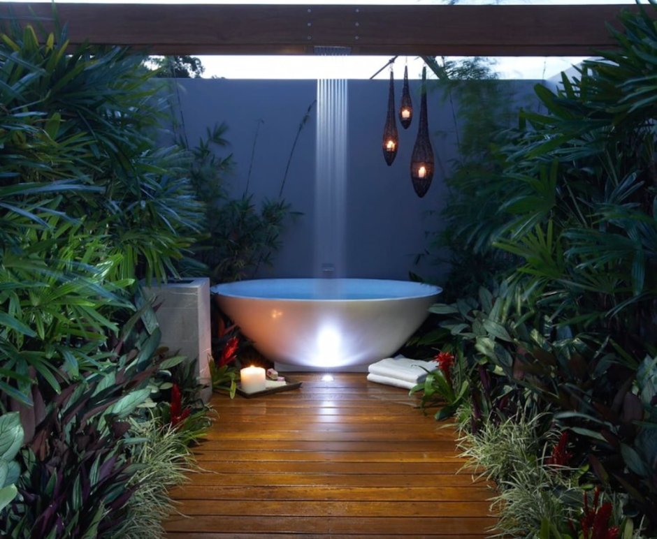 Ванная комната в стиле тропиков