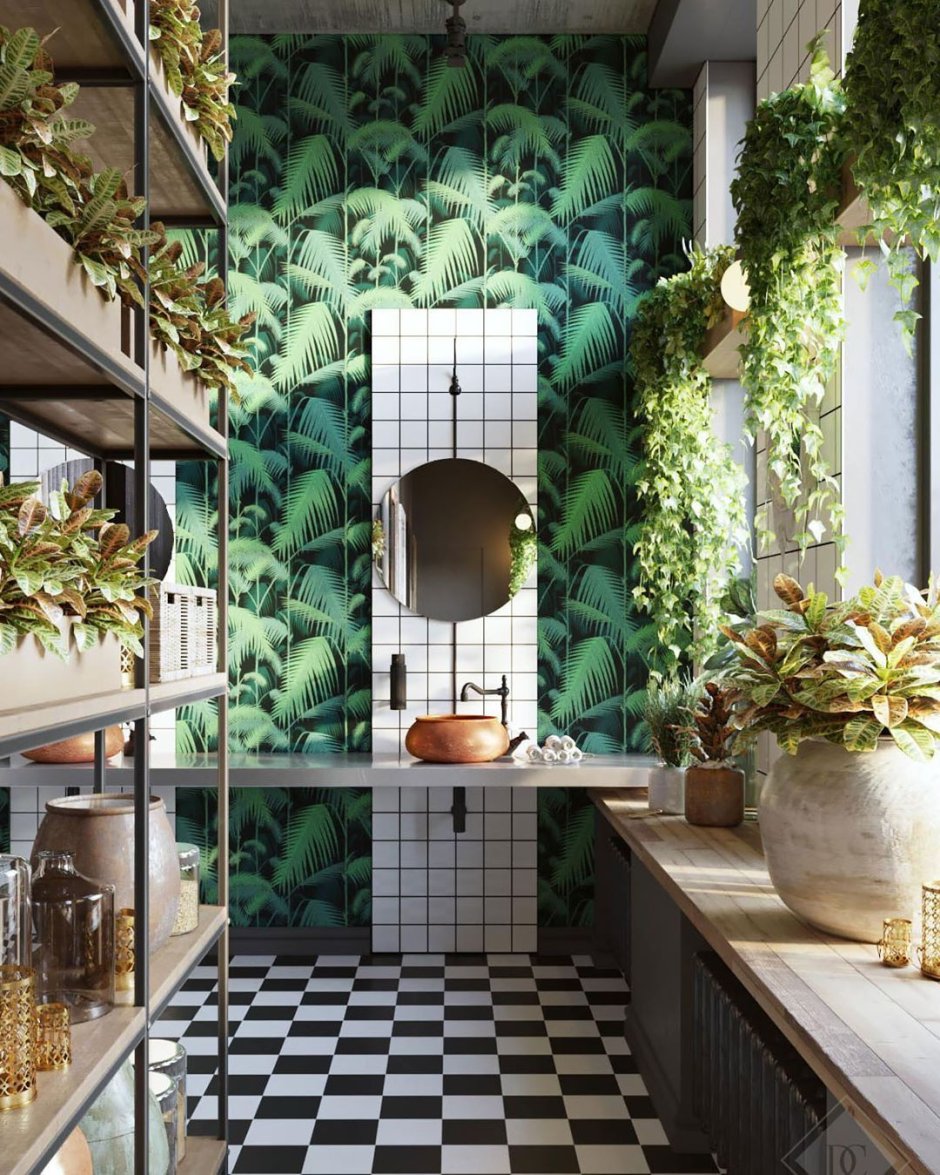Ванная в тропическом стиле