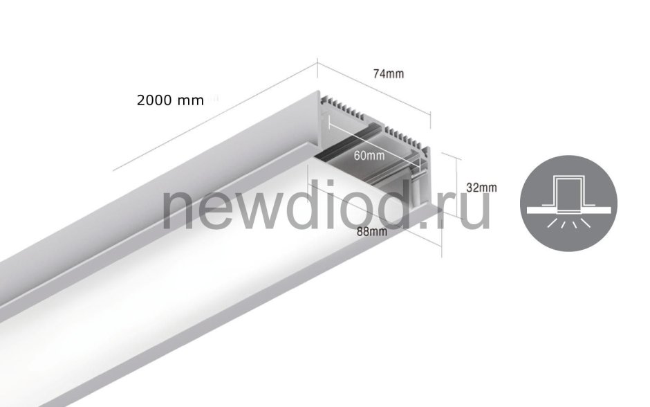 Встраиваемый алюминиевый профиль le.4932 (2.5м) SWG