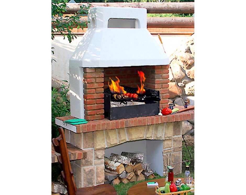 Мангальная зона из кирпича с казаном