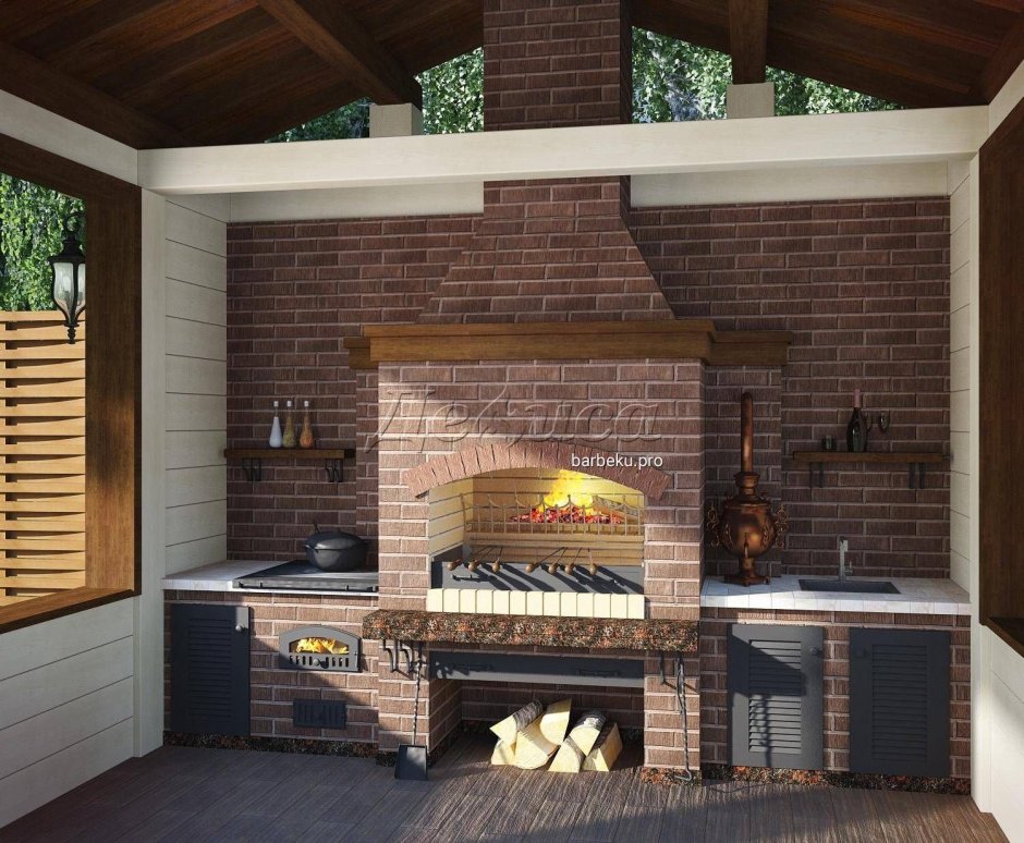 Камин-барбекю для беседки