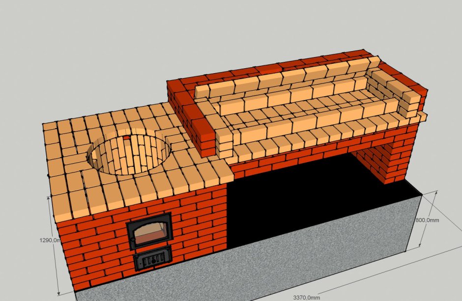 Беседка 3.5х5 из кирпича с барбекю
