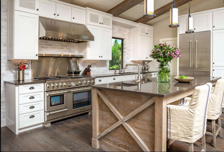 Кухонный остров бежевый