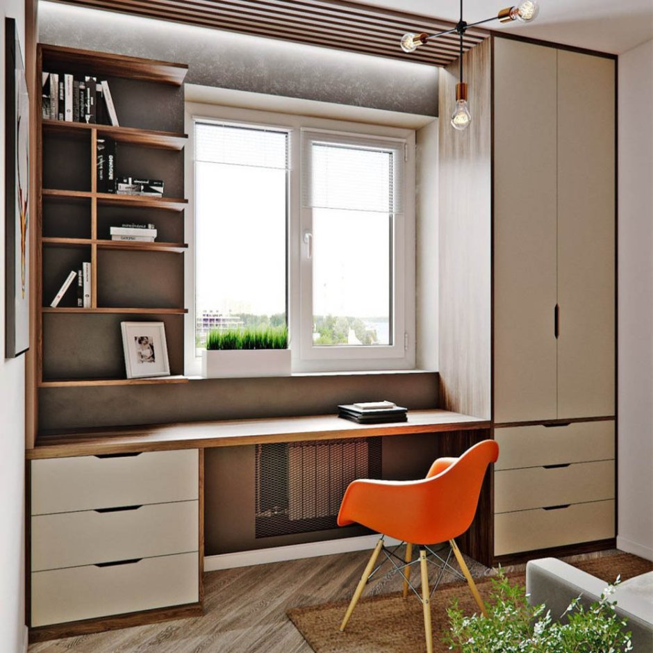 Шкаф у окна со столом