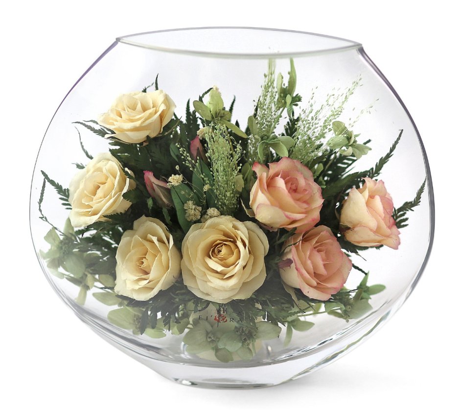 Ваза с наполнением из живых цветов сохраненных на 5 лет Fiora