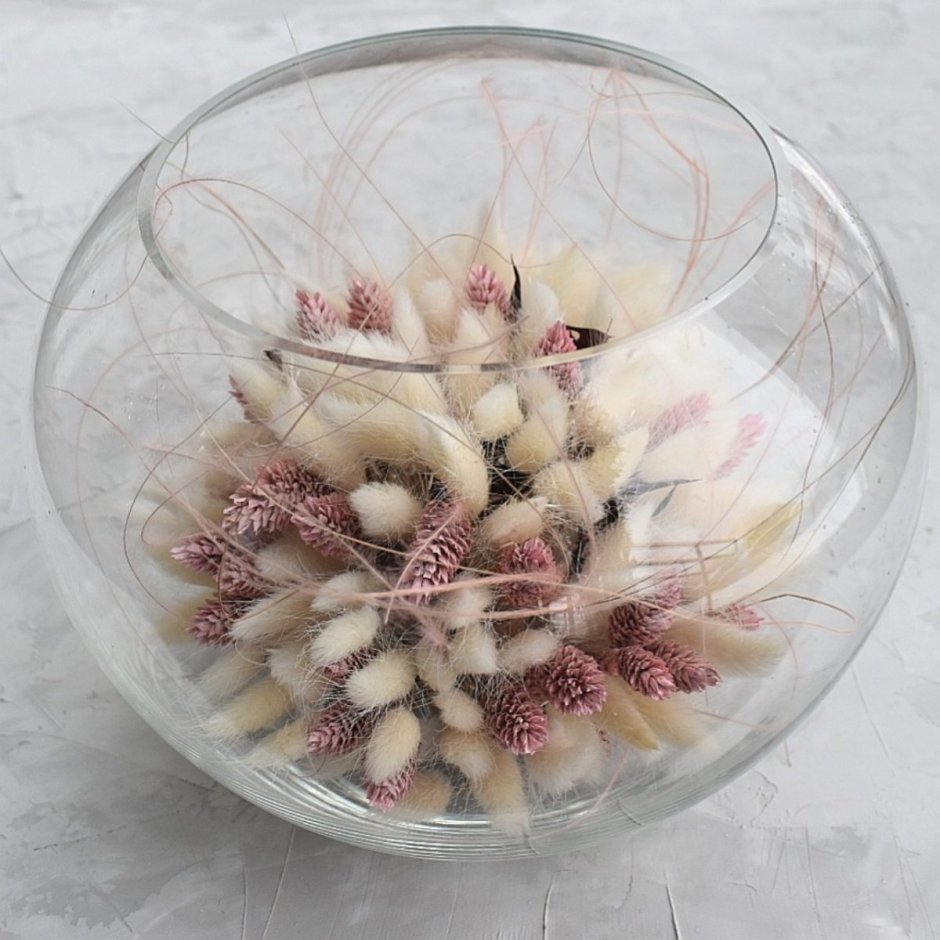 Сухоцветы в круглой вазе