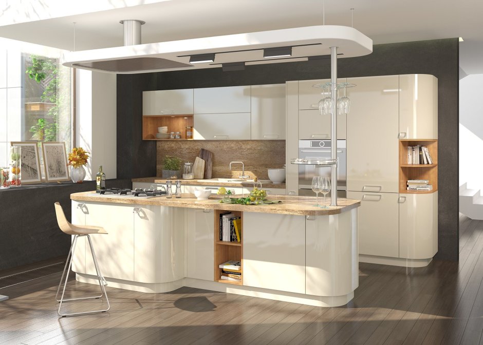 Интерьер кухни с барной стойкой