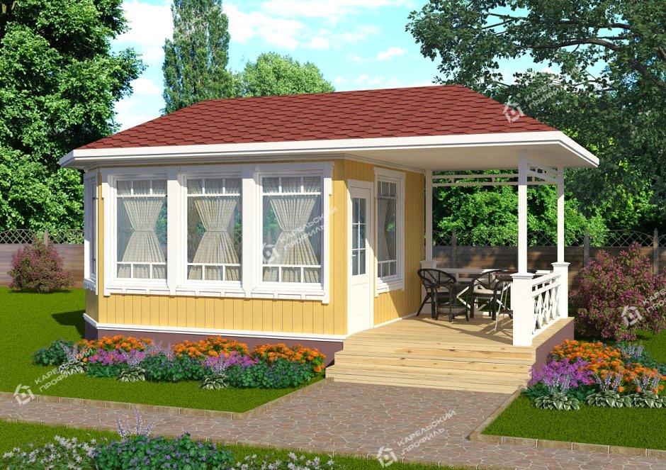 Баня 4х8 с беседкой