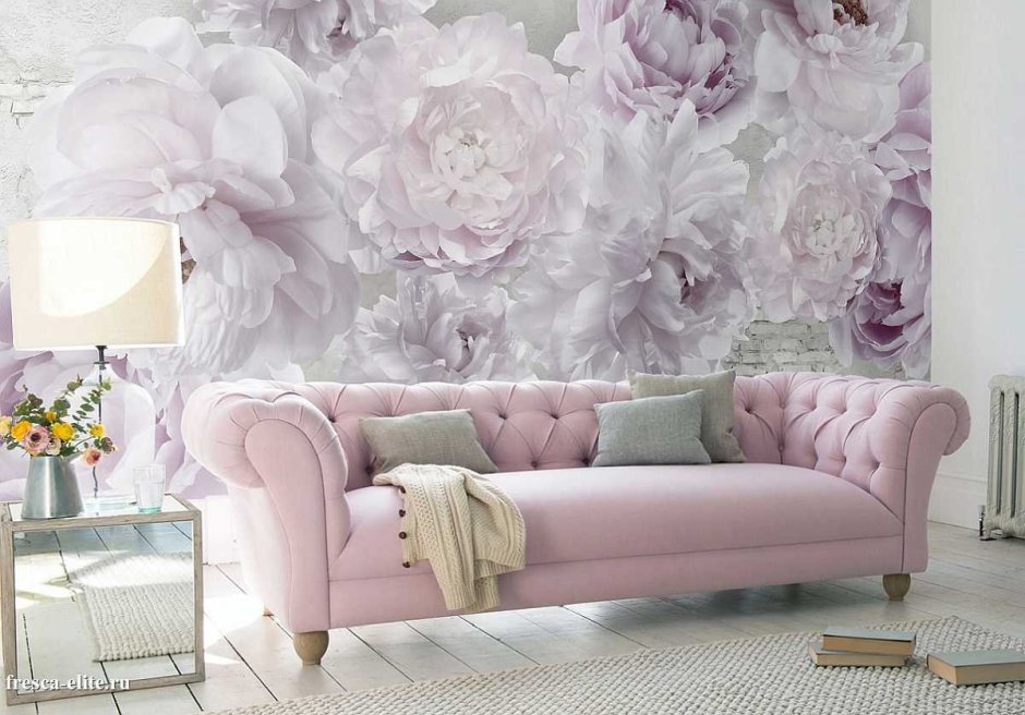 Фреска на стену цветы крупные