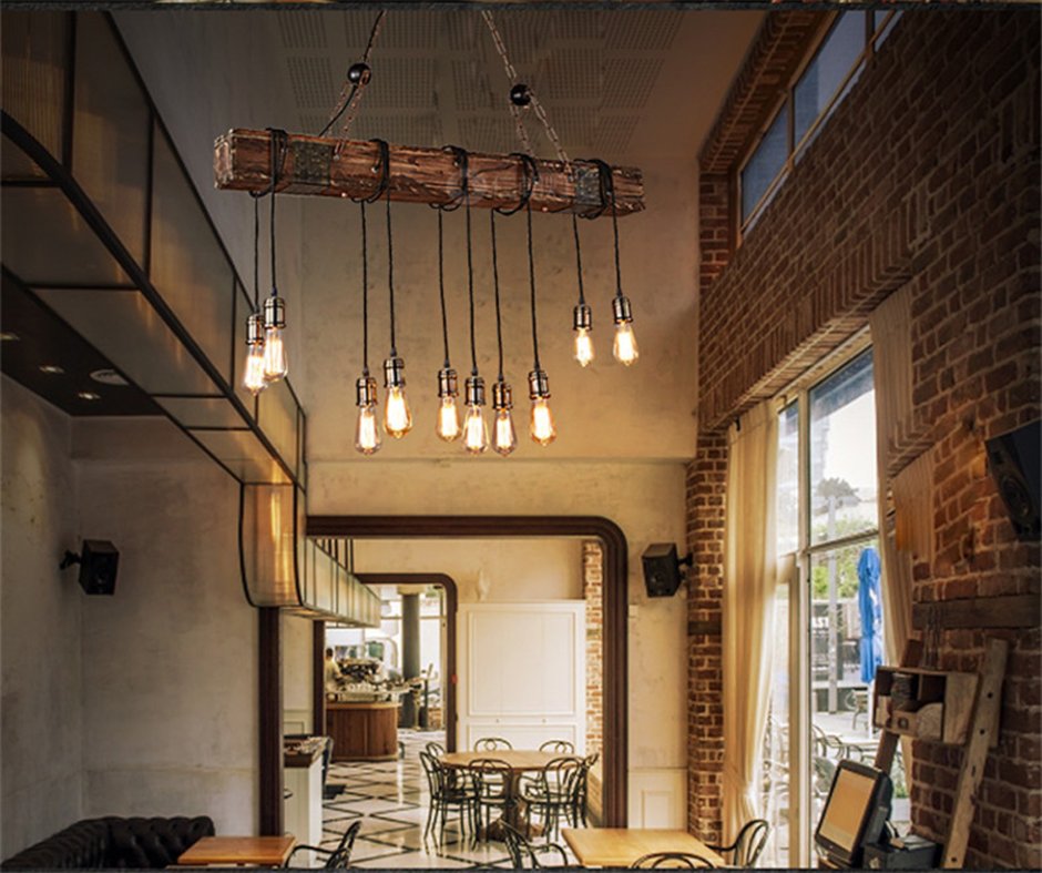 Люстра из дерева слэб