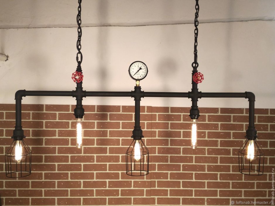 Люстра из дерева в стиле лофт