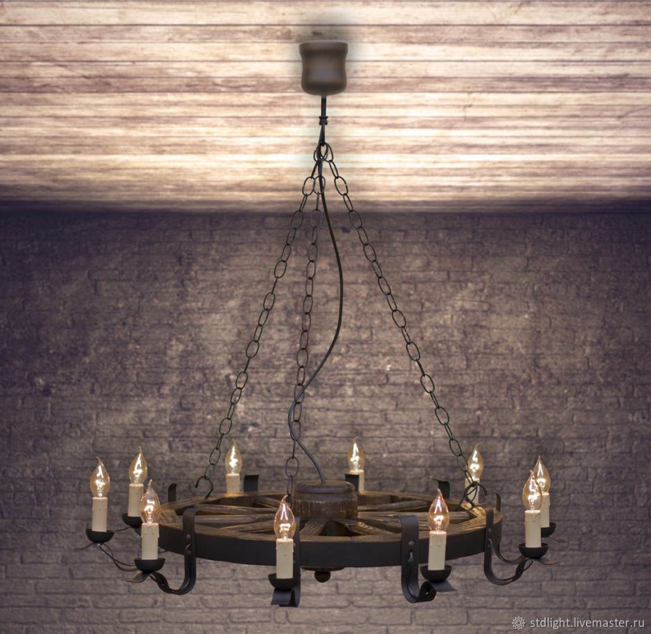Люстры из дерева и металла